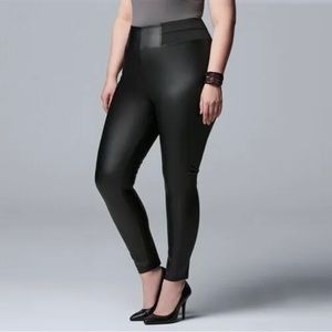 Simply Vera Wang High Rise Faux Leather Pants Trousers Leggings